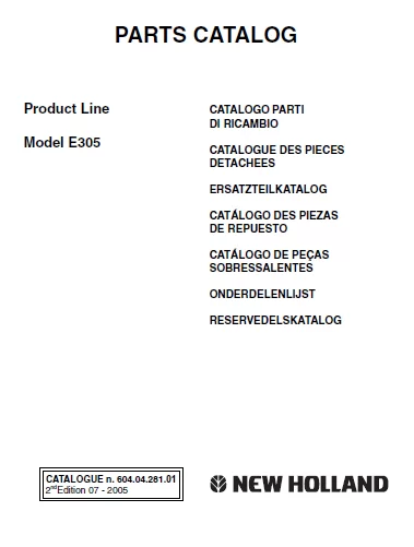 MANUAL PARTES NEW HOLLAND E305