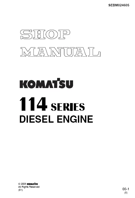 MANUAL SERVICIO KOMATSU ENGINE SHOP MANUAL 114 SERIES DIESEL ENGINE