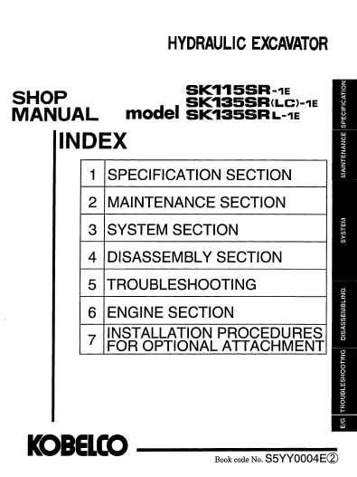 MANUAL SERVICIO EXCAVADORA KOBELCO SK115SR-1E SK135SR(LC)-1E SK135SR(L)-1E