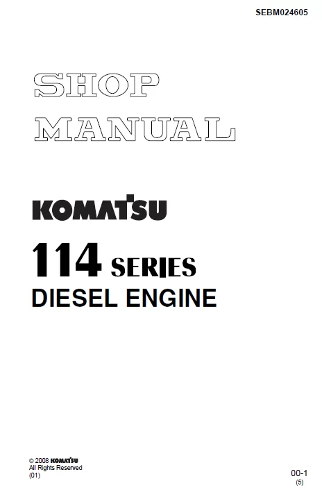 MANUAL SERVICIO EXCAVADORA SHOP MANUAL KOMATSU 114 SERIES DIESEL ENGINE
