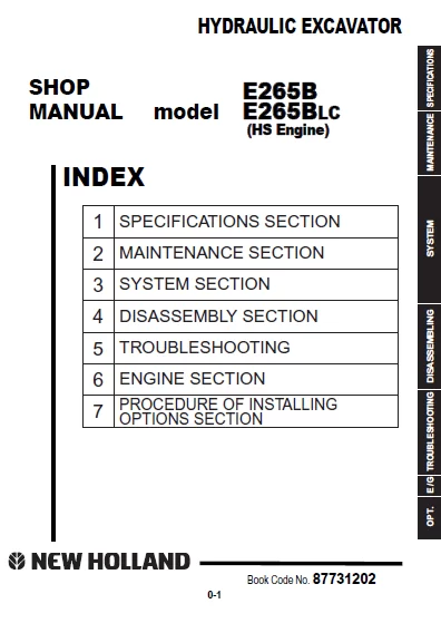 MANUAL SERVICIO SHOP MANUAL E265B -LC JAPAN HS RUSS NEW HOLLAND