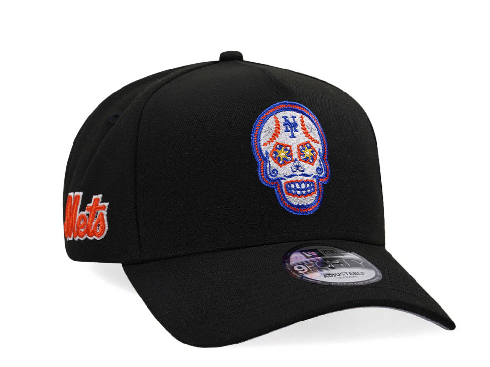 New Era New York Mets Skull Black Classic Edition 9Forty A Frame Snapback Hat