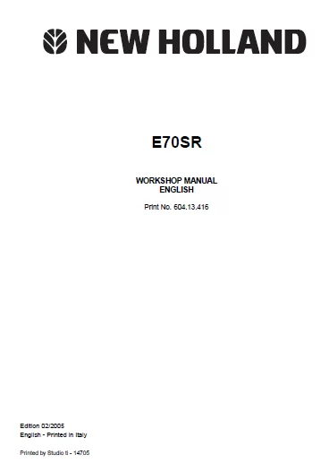 MANUAL SERVICIO SHOP MANUAL E70SR NEW HOLLAND
