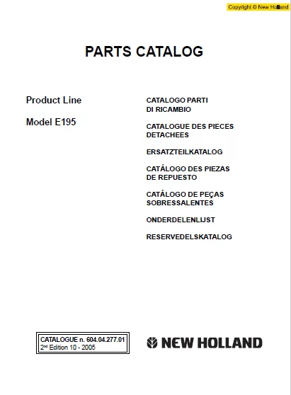MANUAL PARTES NEW HOLLAND E195
