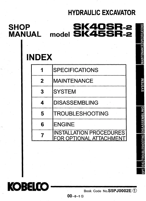 MANUAL SERVICIO MINI EXCAVADORA KOBELCO SK40SR2 SK45SR2