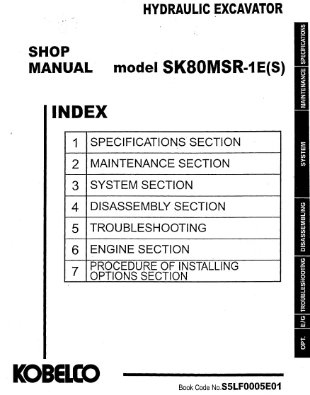 MANUAL SERVICIO EXCAVADORA KOBELCO SK80MSR