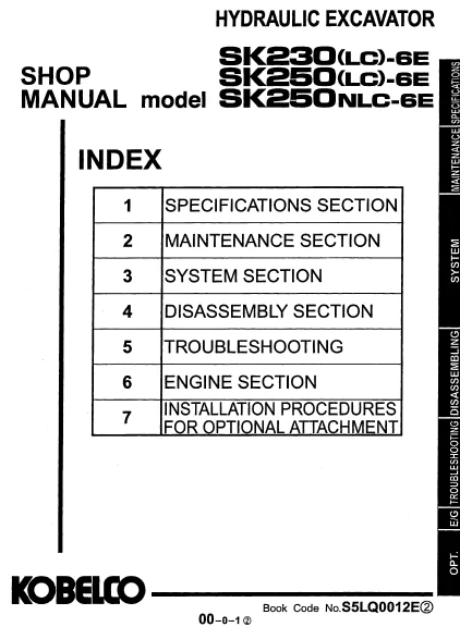 MANUAL SERVICIO EXCAVADORA KOBELCO SK230(LC)6E SK250(LC)6E SK250(NLC)6E