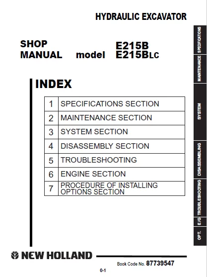 MANUAL SERVICIO SHOP MANUAL E215B E215BLC T3 RUSS NEW HOLLAND