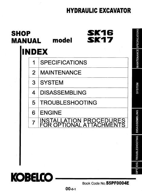 MANUAL SERVICIO MINI EXCAVADORA KOBELCO SK16 SK17