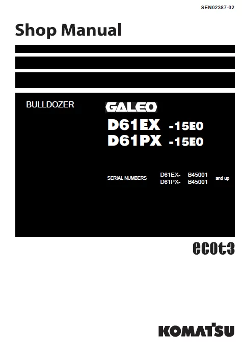 MANUAL SERVICIO EXCAVADORA SHOP MANUAL KOMATSU D61EX, PX-15E0