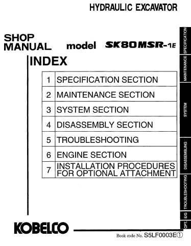 MANUAL SERVICIO EXCAVADORA KOBELCO SK80MSR