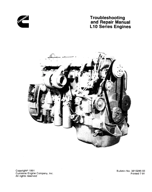 MANUAL SERVICIO KOMATSU ENGINE SERIE L10  CUMMINS