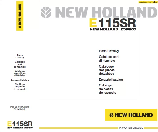 MANUAL PARTES NEW HOLLAND E115SR