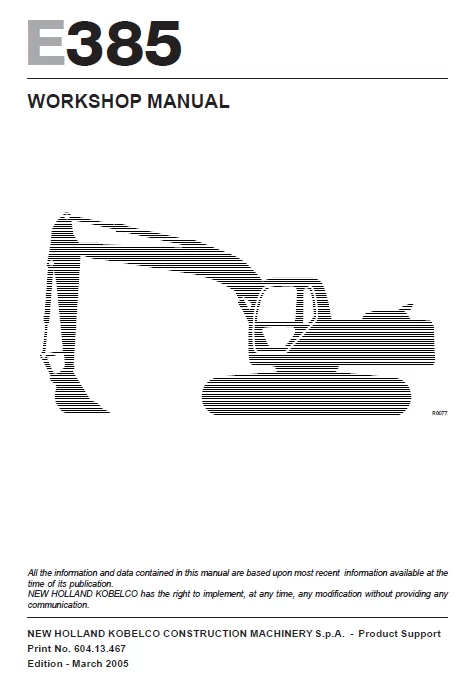 MANUAL SERVICIO SHOP MANUAL E385 NEW HOLLAND
