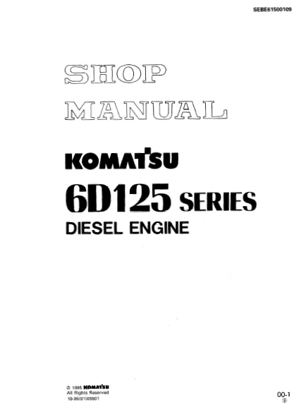 MANUAL SERVICIO KOMATSU ENGINE SHOP MANUAL 6D125 SERIES DIESEL ENGINE