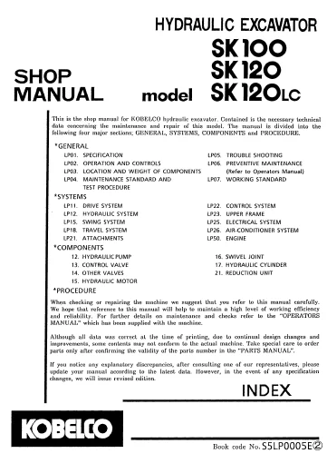 MANUAL SERVICIO EXCAVADORA KOBELCO SK100 SK120 SK120(LC)