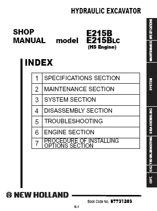 MANUAL SERVICIO SHOP MANUAL E215B E215BLC HS RUSS NEW HOLLAND