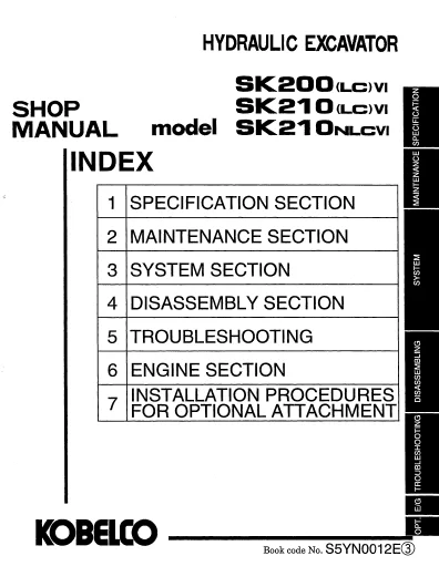 MANUAL SERVICIO EXCAVADORA KOBELCO SK200(LC)VI SK210(LC)VI SK210(NLC)VI