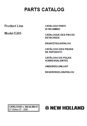 MANUAL PARTES NEW HOLLAND E265