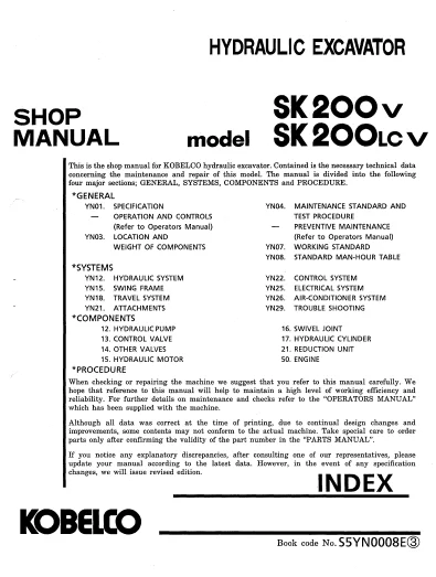 MANUAL SERVICIO EXCAVADORA KOBELCO SK200V SK200(LC)V