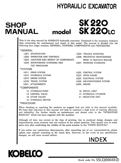 MANUAL SERVICIO EXCAVADORA KOBELCO SK220 SK220(LC)