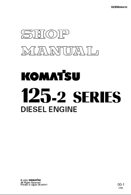 MANUAL SERVICIO EXCAVADORA SHOP MANUAL KOMATSU 125-2 SERIES DIESEL