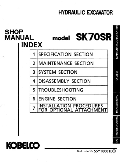 MANUAL SERVICIO EXCAVADORA KOBELCO SK70SR