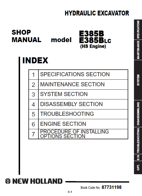 MANUAL SERVICIO SHOP MANUAL E385B -LC JAPAN HS RUSS NEW HOLLAND