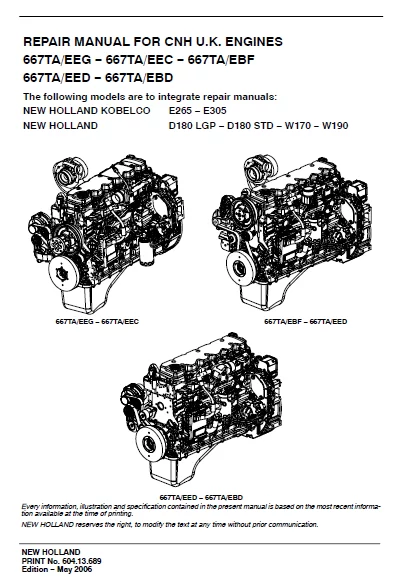 MANUAL SERVICIO ENGINE 667TA/EED -- 667TA/EBD _ NEW HOLLAND