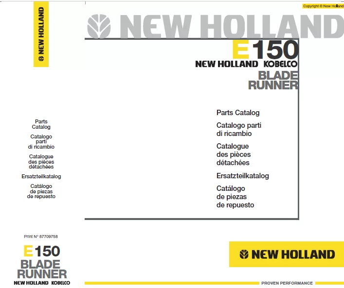 MANUAL PARTES NEW HOLLAND E150