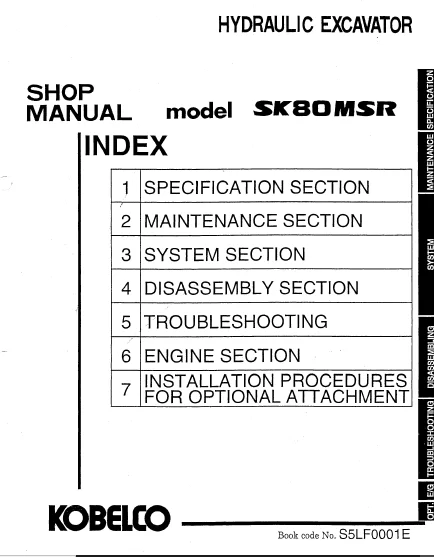 MANUAL SERVICIO EXCAVADORA KOBELCO SK80MSR