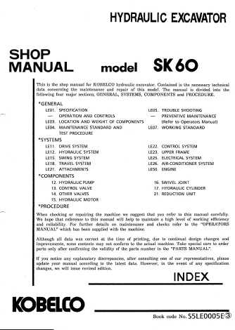 MANUAL SERVICIO EXCAVADORA KOBELCO SK60