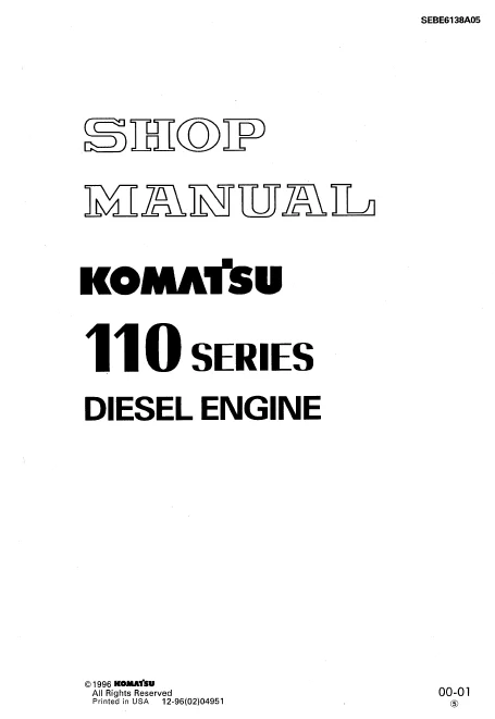 MANUAL SERVICIO KOMATSU SHOP MANUAL 110 SERIES DIESEL ENGINE