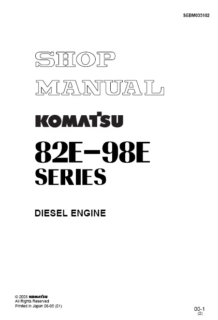 MANUAL SERVICIO KOMATSU ENGINE SHOP MANUAL 82E-98E SERIES DIESEL ENGINE