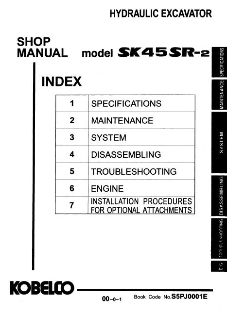 MANUAL SERVICIO MINI EXCAVADORA KOBELCO SK45SR-2