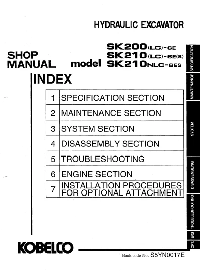 MANUAL SERVICIO EXCAVADORA KOBELCO SK200(LC)-6E SK210(LC)-6E(S) SK210(NLC)-6ES